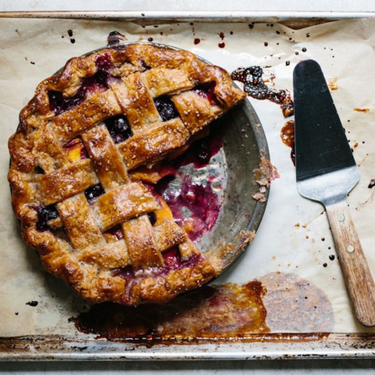 Lattice-Topped Blueberry Peach Pie