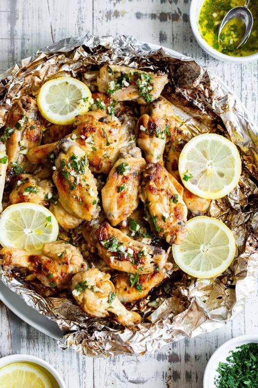 Lemon Garlic Grilled Chicken Wings