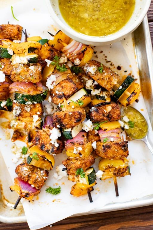 Lemon Garlic Tempeh Skewers