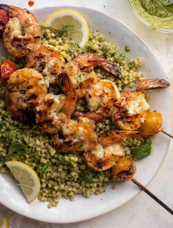 Lemon Herb Couscous with Grilled Shrimp