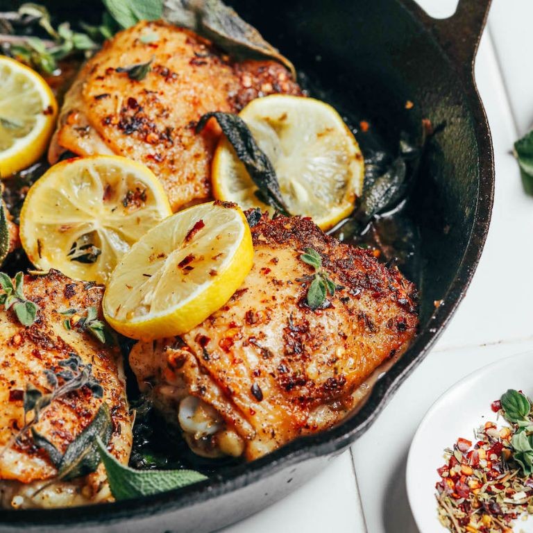 Lemon Herb Pan Fried Chicken Thighs
