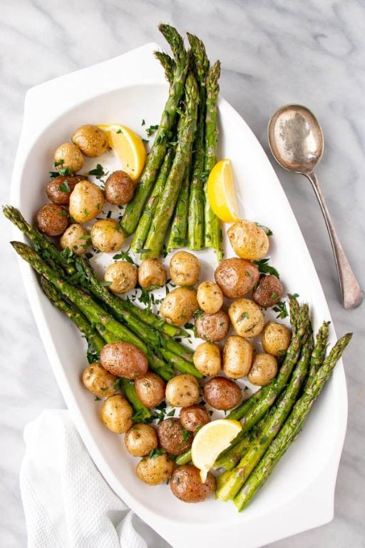 Lemon Herb Roasted Potatoes and Asparagus