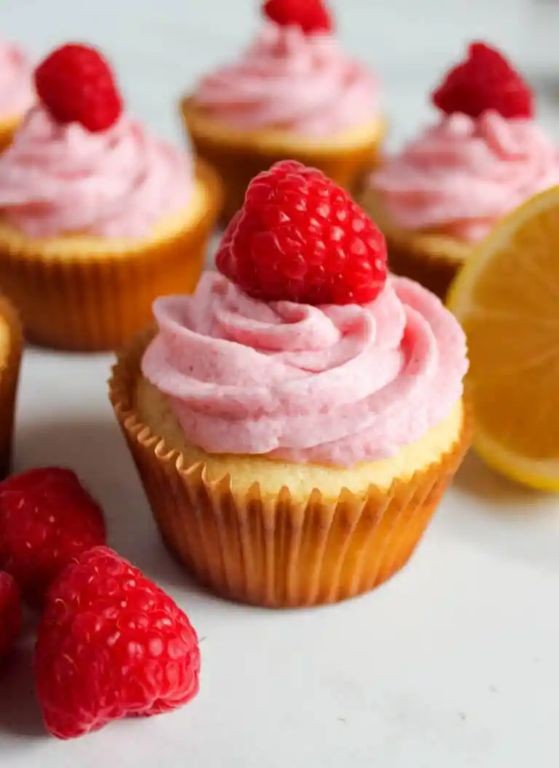 Lemon Pink Frosting with Fresh Berries