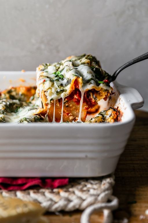 Lentil Lasagna with Cottage Cheese and Spinach