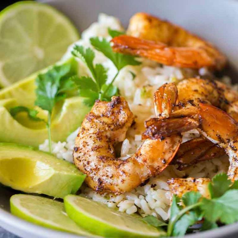 Lime Cilantro Shrimp and Rice Bowl