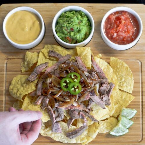 London Broil Nachos with Spicy Queso