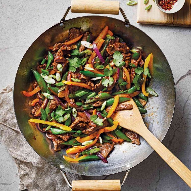 London Broil Stir-Fry with Bell Peppers and Snap Peas