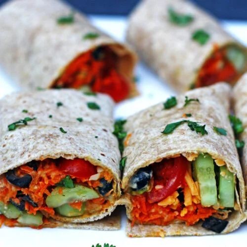 London Broil Wraps with Hummus and Fresh Veggies