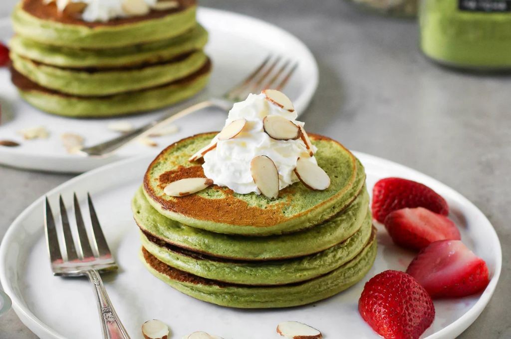 Matcha Pancakes with Honey Drizzle