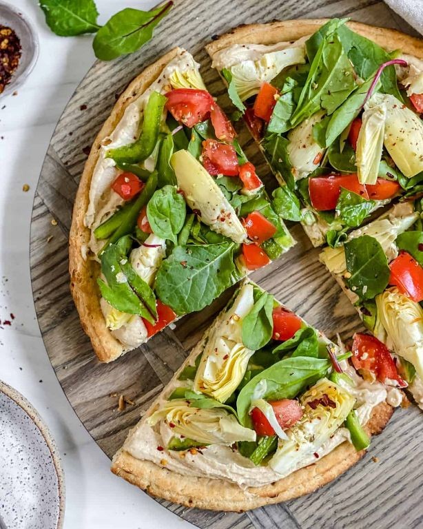 Mediterranean Veggie Pizza with Hummus