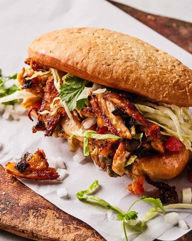 Mexican Shredded Chicken Sandwich with Chipotle Mayo