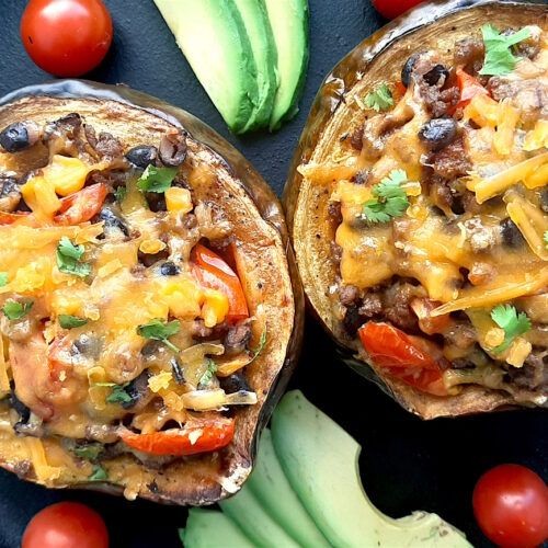 Mexican Stuffed Acorn Squash with Beans