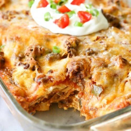 Mexican-Style Lasagna with Cottage Cheese and Salsa