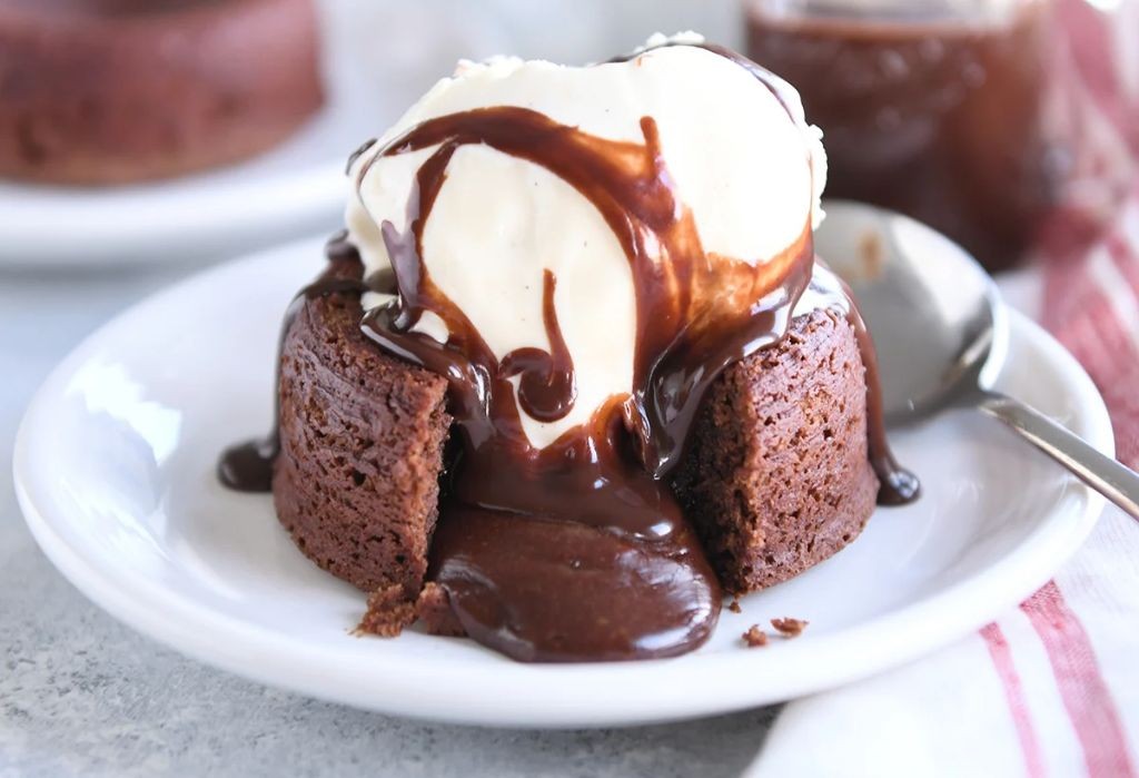 Molten Lava Chocolate Cake with Ice Cream