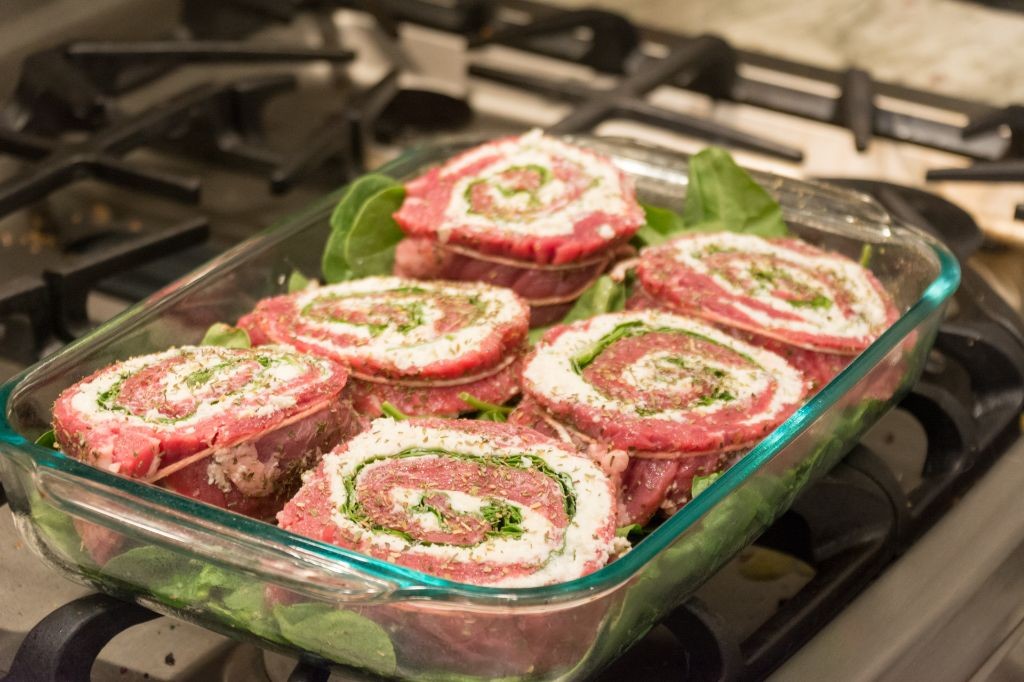 Mushroom and Swiss Cheese Flank Steak Pinwheels