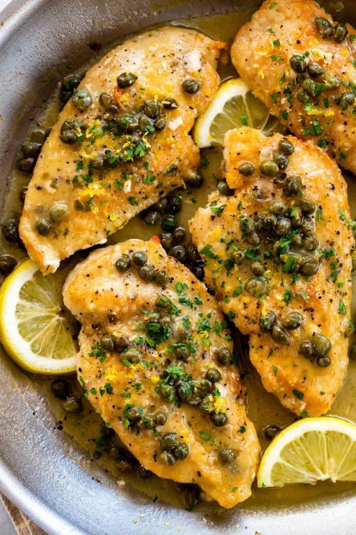 Pan Fried Chicken Piccata with Lemon Caper Sauce