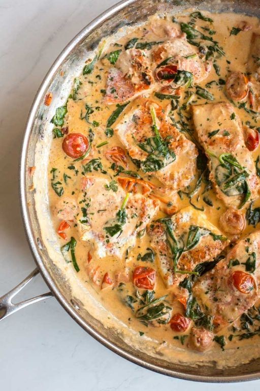 Pan-Fried Salmon with Spinach and Tomatoes