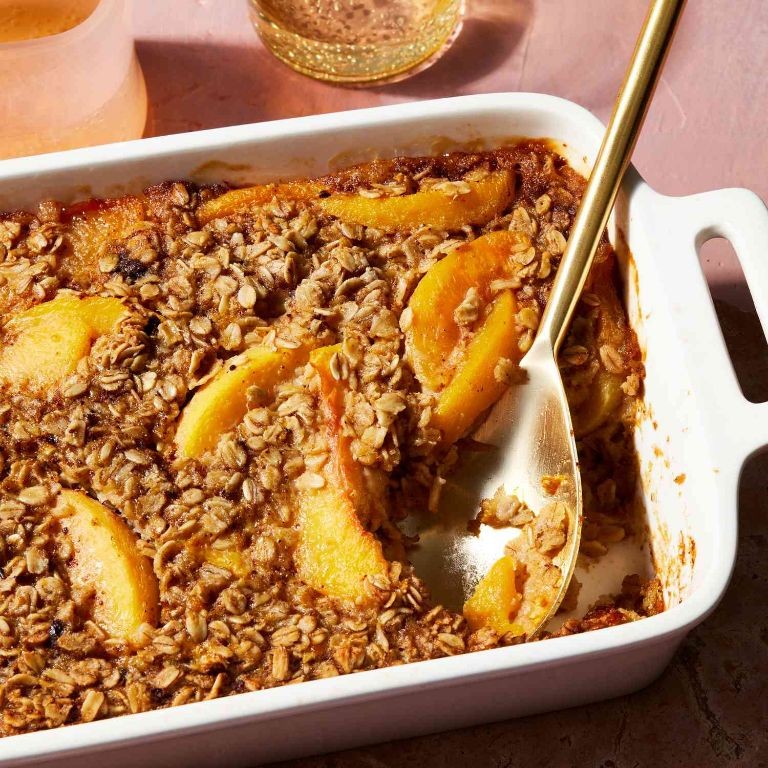 Peach Pie Filling Oatmeal Bake