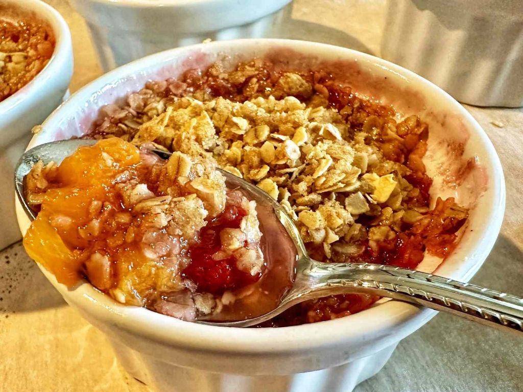 Peach and Raspberry Cobbler with Brown Sugar Topping