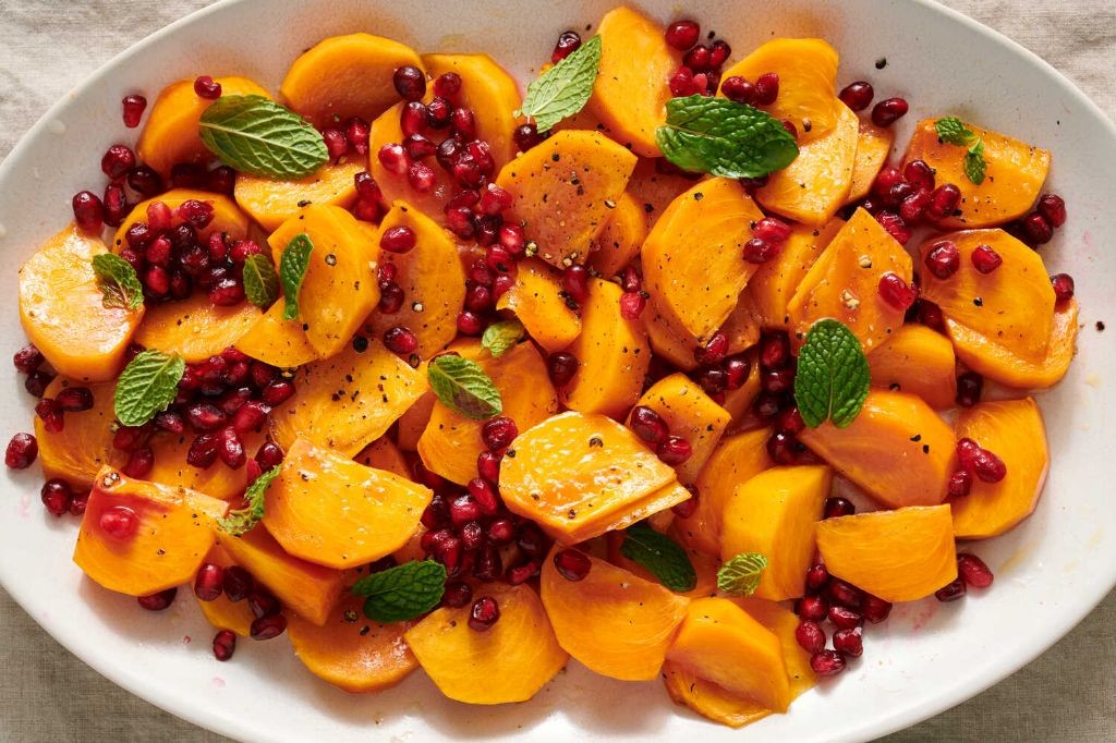 Persimmon and Pomegranate Salad with Honey Dressing