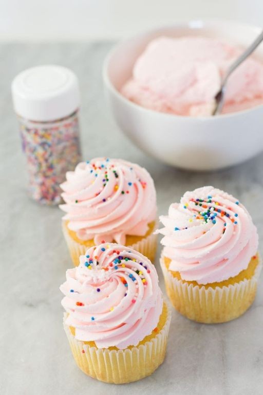 Pink Cotton Candy Frosting for Funfetti Cakes