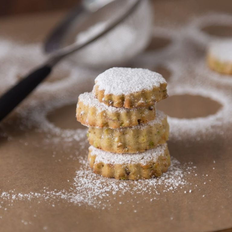 Pistachio Anginetti Cookies with Rosewater Glaze