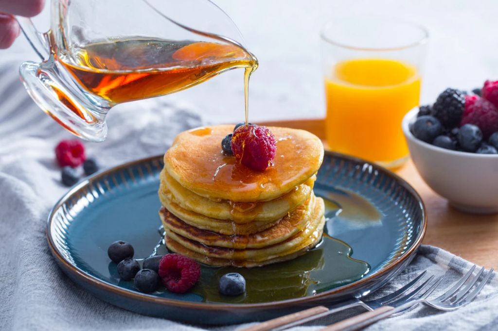 Poha Pancakes with Maple Syrup