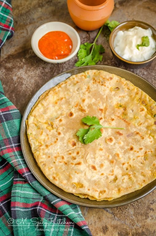 Poha Paratha with Yogurt