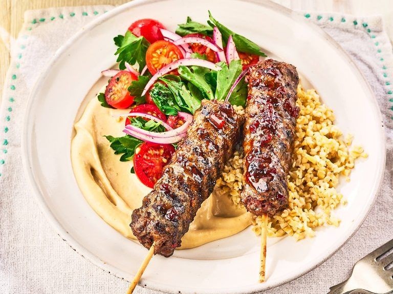 Pomegranate glazed lamb kabobs