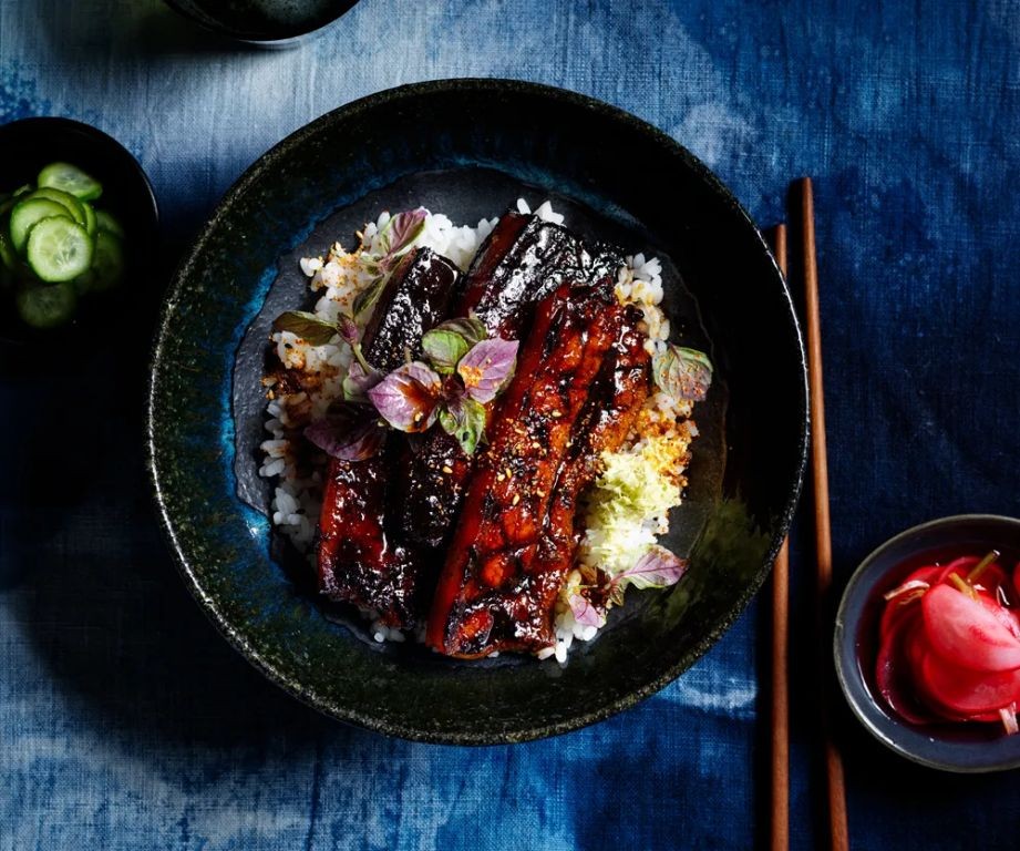Pork Belly Donburi with Pickled Vegetables