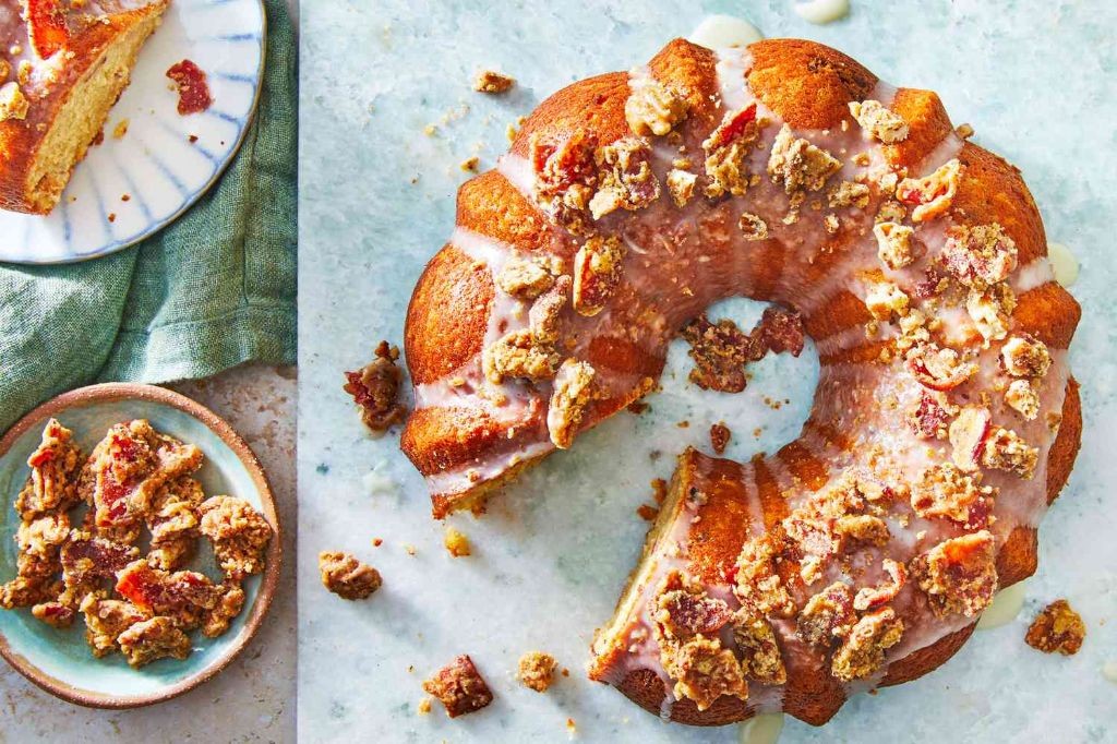 Preacher Cake with Maple Syrup and Bacon Bits