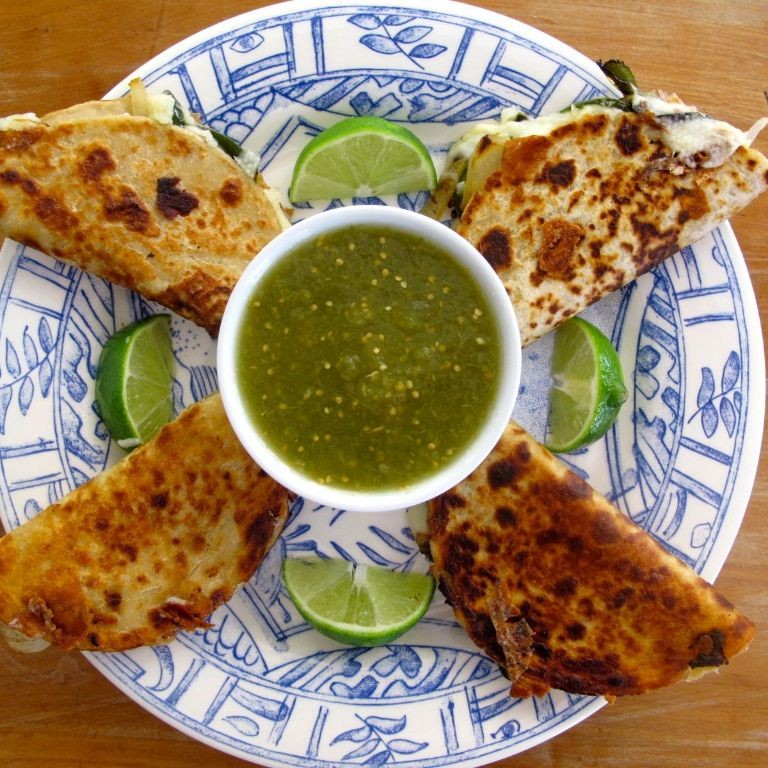 Quesabirria Quesadilla with Salsa Verde