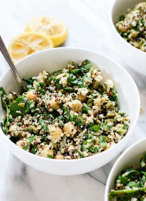 Quinoa and Chickpea Salad with Tahini Dressing
