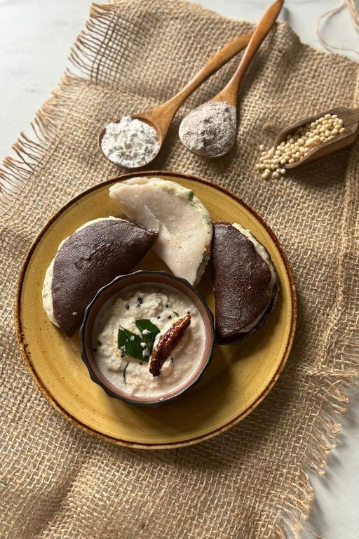 Ragi Kadubu with Sesame Seeds