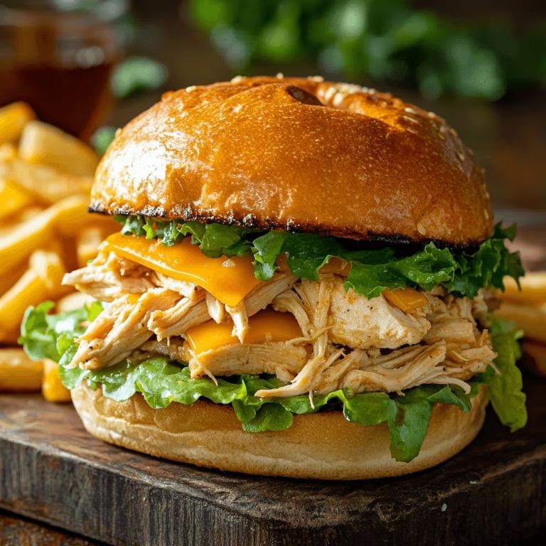 Ranch Shredded Chicken Sandwich with Crispy Lettuce