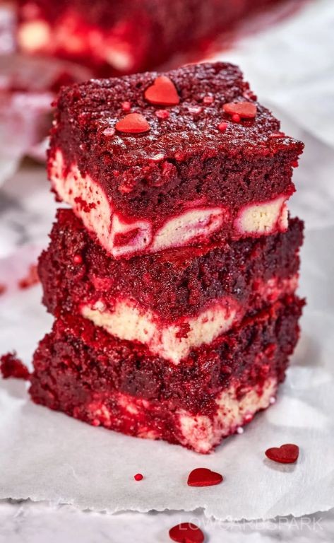 Red Velvet Cheesecake Brownies with Almond Flour Base
