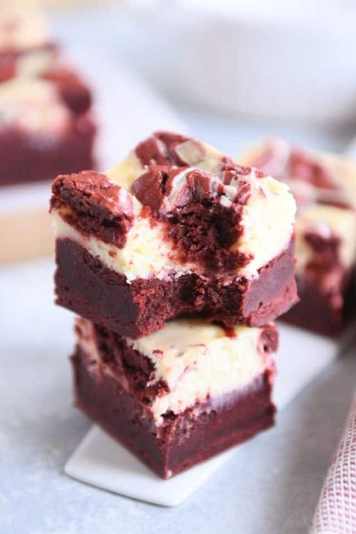 Red Velvet Cheesecake Brownies with Peanut Butter Swirl