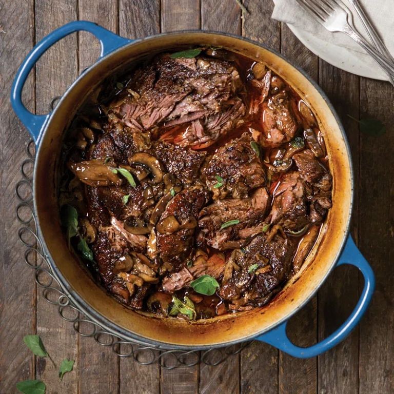 Red Wine Braised Pot Roast with Mushrooms