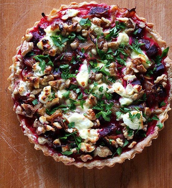 Roasted Beetroot and Walnut Tart