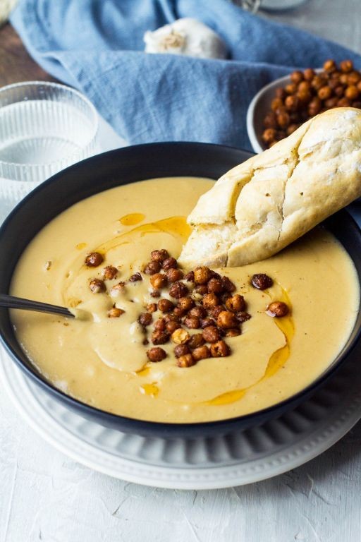 Roasted Garlic and Chickpea Soup with Lemon Zest