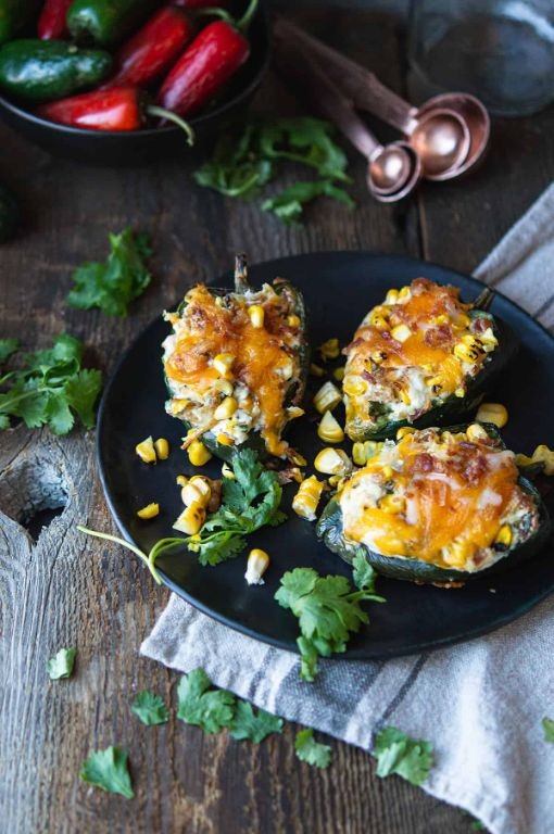 Roasted Poblano and Corn Stuffed Peppers