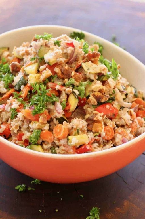 Roasted Vegetable Bulgar Salad with Lemon Vinaigrette