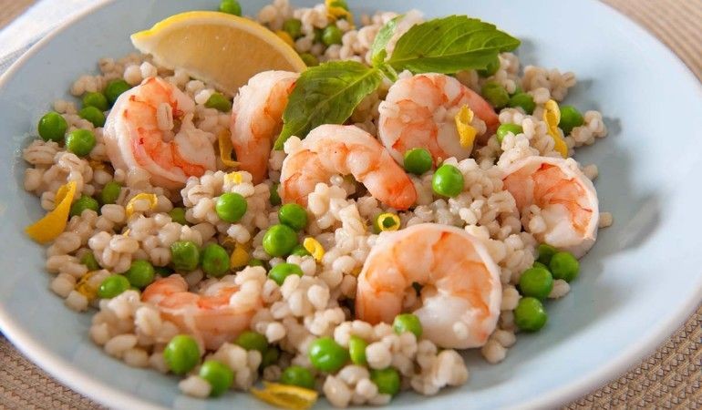 Shrimp and Barley Protein Pilaf