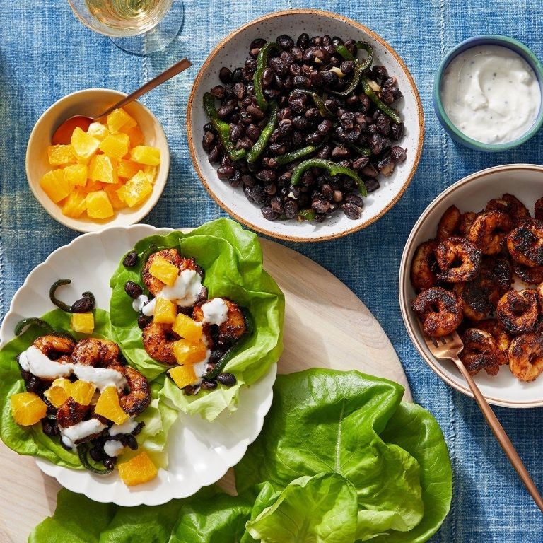 Shrimp and Black Bean Lettuce Wraps