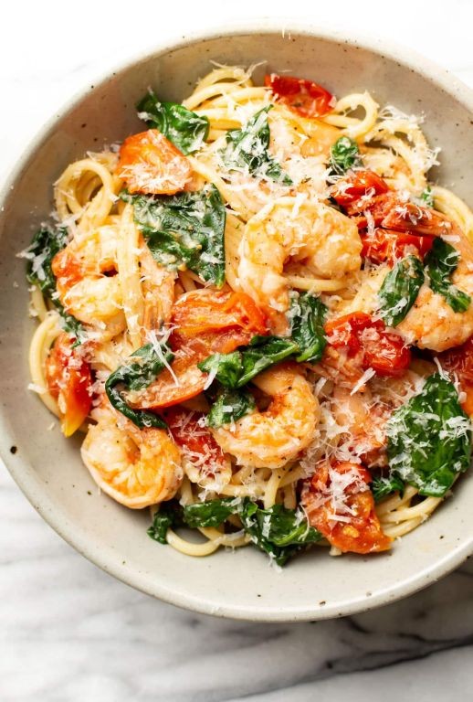 Shrimp and Spinach Protein Pasta