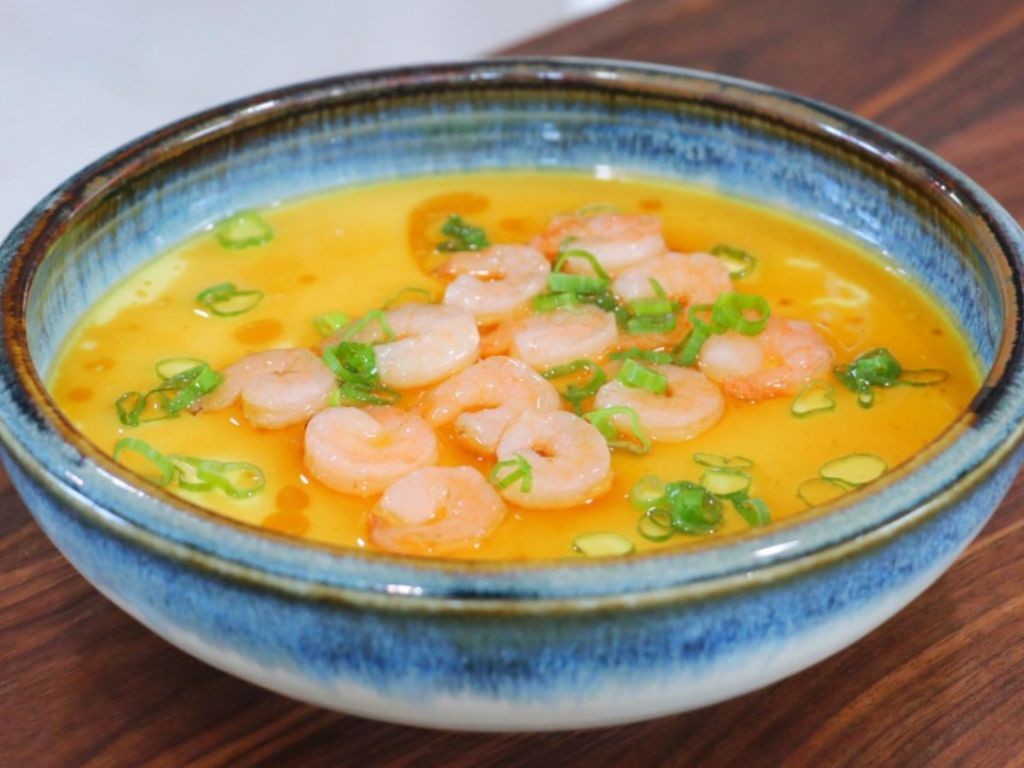 Silky Steamed Eggs with Shrimp