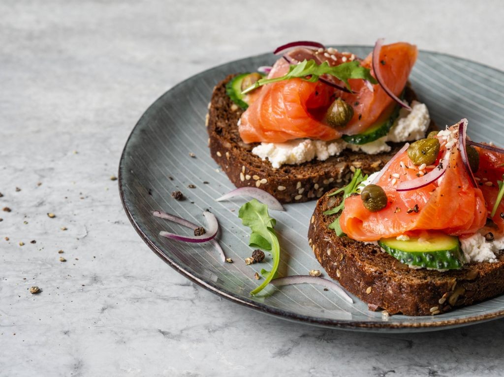 Smoked Salmon and Avocado on Rye Bread