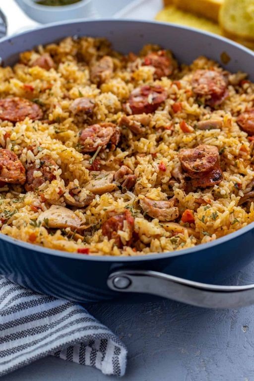 Smoky Jambalaya with Kielbasa and Chicken Thighs