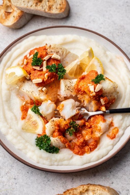 Smoky Paprika Fried Cod with Romesco Sauce