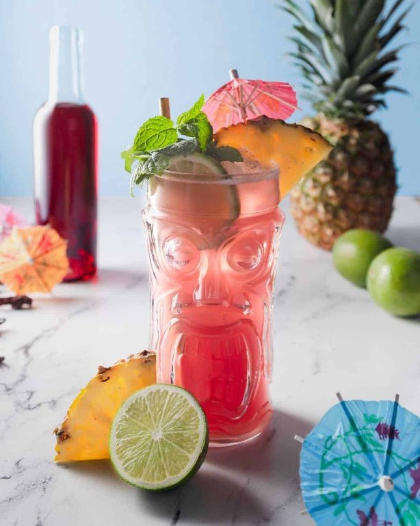 Spiced Rum Hibiscus Tea Cocktail